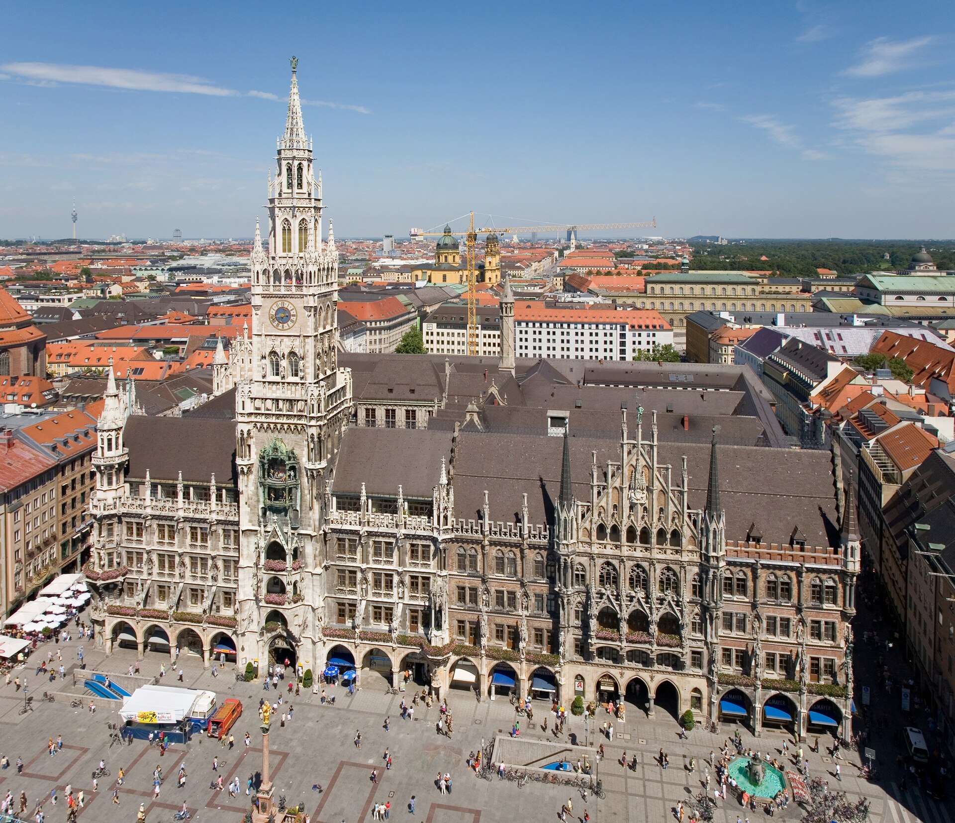 The town hall and Marienplatz in Munich