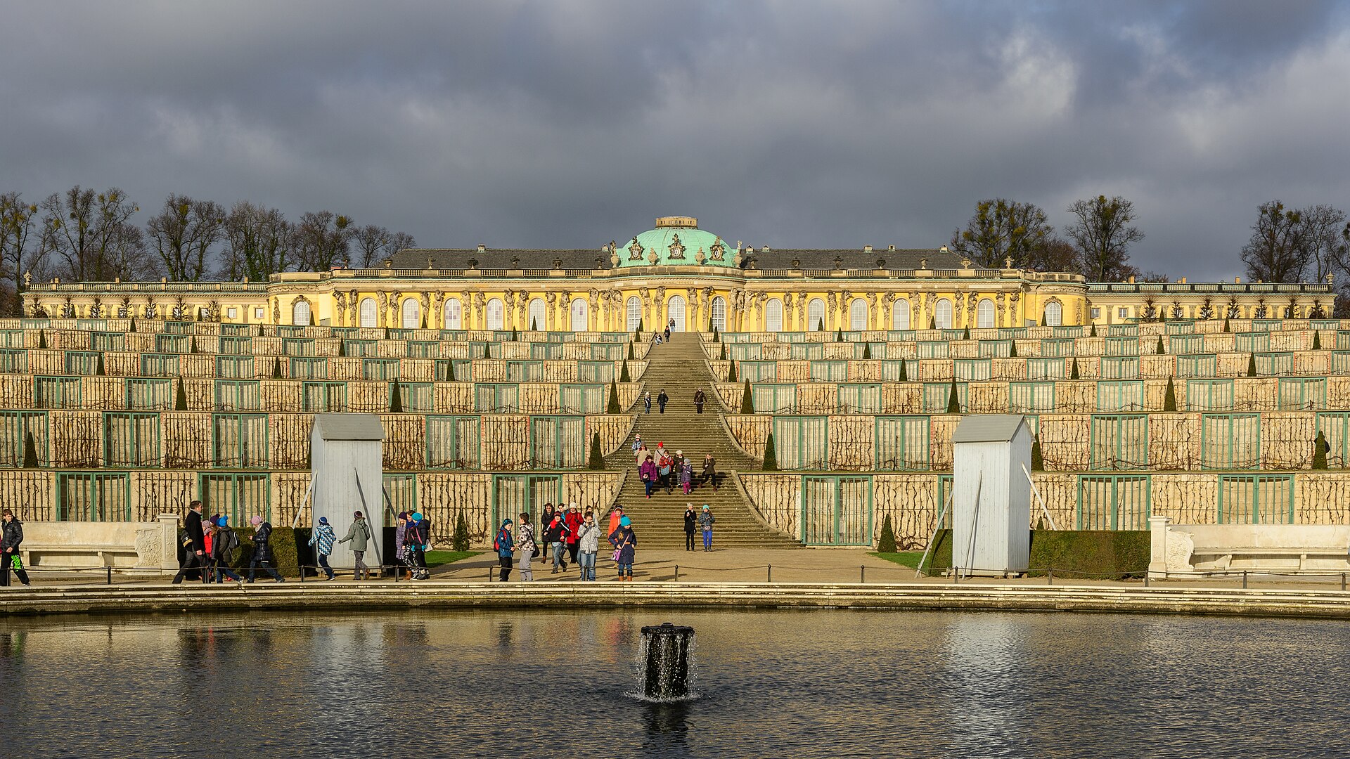 The yellow palace of Sanssouci and its terraces