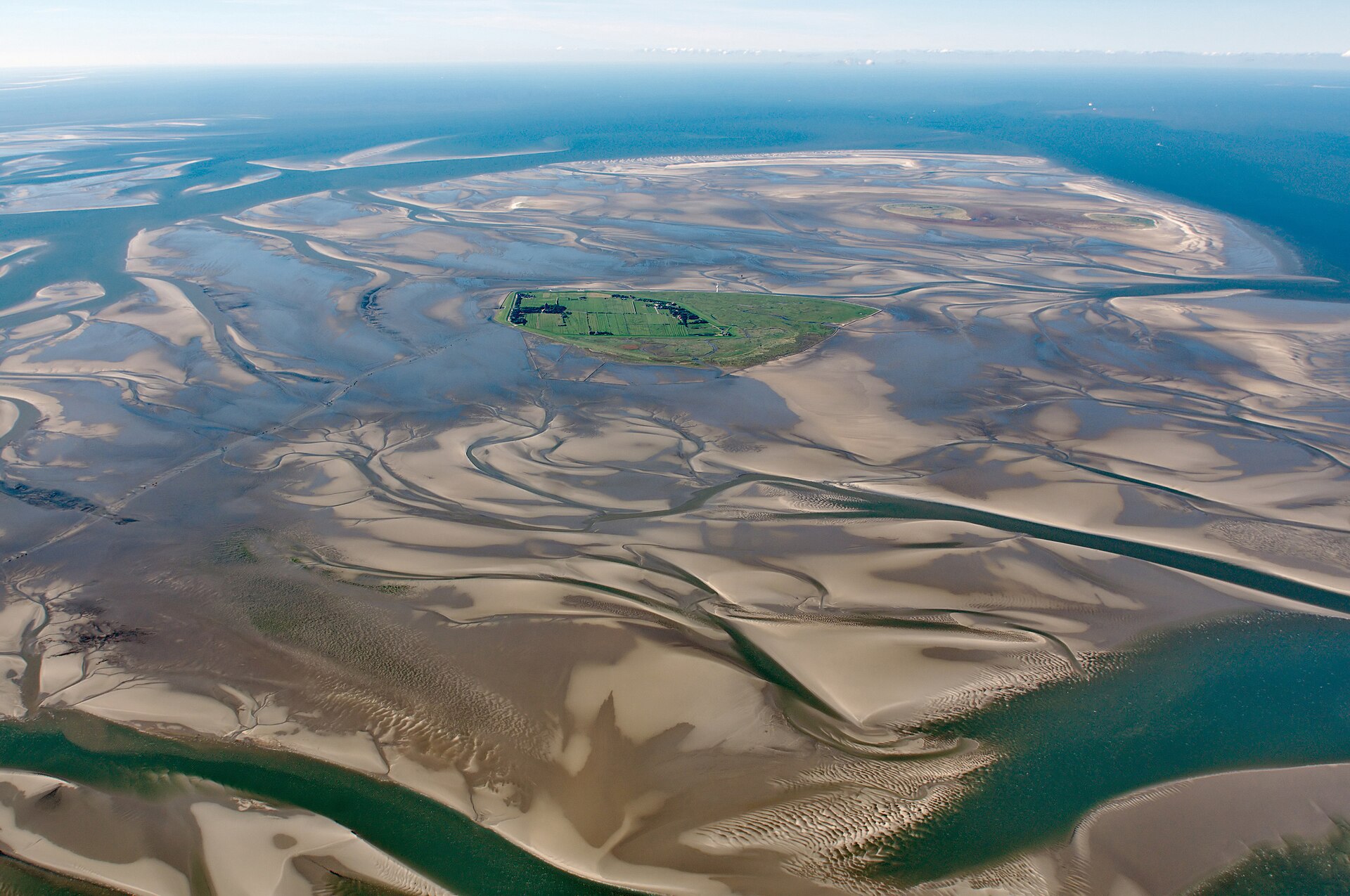 Wide mudflats of the Wadden Sea at low tide